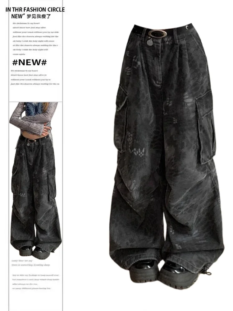 パンツ 2000's archive dark wear denim pants y2k Goth Dark Academia Jeans Women Grunge Japanese Abi Y2K Denim Cargo