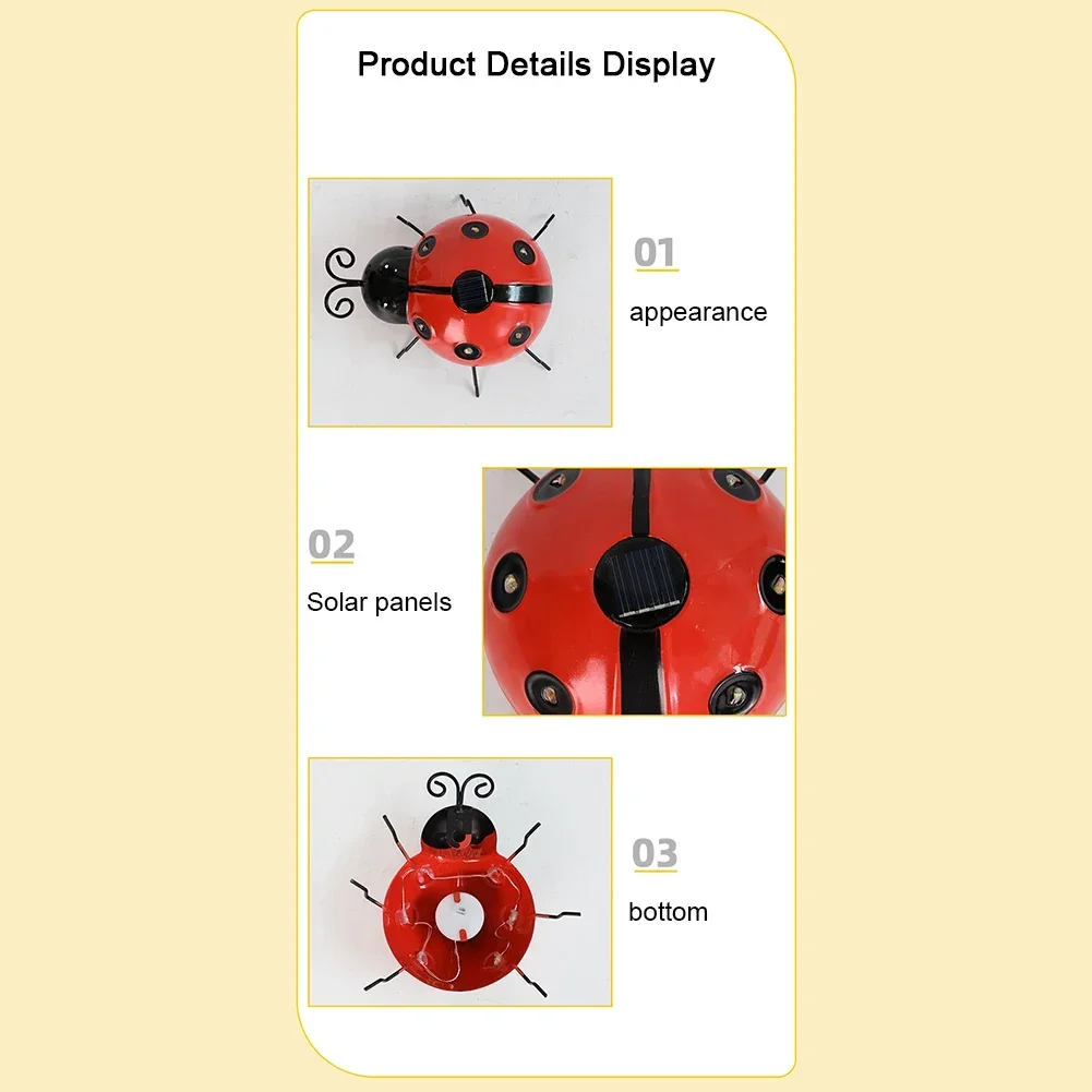 Garden luminous seven-spotted ladybug decoration, solar-powered seven-spotted ladybug ornaments, seven-spotted ladybug figurines