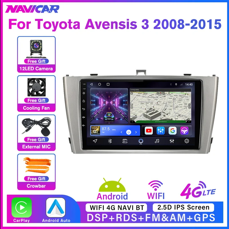 

Автомагнитола NAVICAR, 2DIN, Android 10, для Toyota Avensis 3 2008-2015, GPS-навигация, стереоприемник, автомагнитола, автомобильный мультимедийный плеер