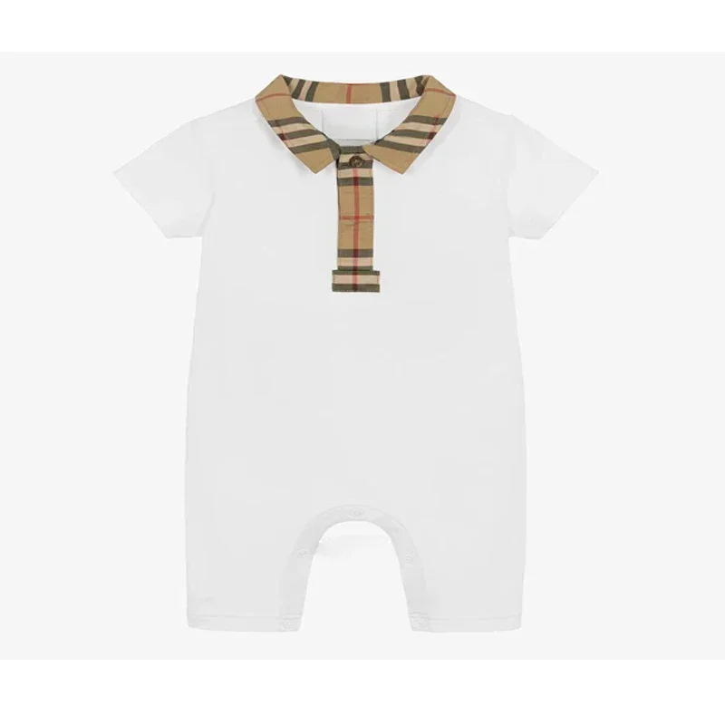 

New Summer Fashion Plaid baby boy clothes Toddler Baby Infant Designers Clothes Newborn Jumpsuit Short sleeve Cotton Clothes