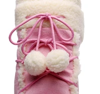 Free Ship Women Snow Boots Warm Plush Comfortable Platform Shoes Lady Lace-up Mid-Calf Pink Boots Non-slip Winter Shoes Booties - Image 4