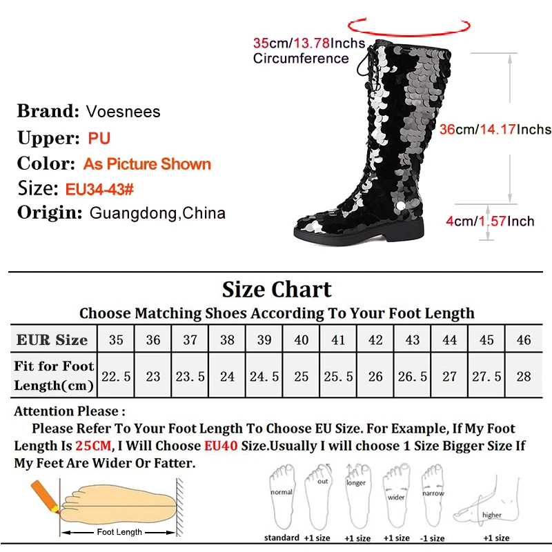 Women's Boots Plus Size Circular Sequins Nightclub Club Shoes Low Heel Lace-Up Female Mid-Calf Boots Glitter Party Dance Shoes