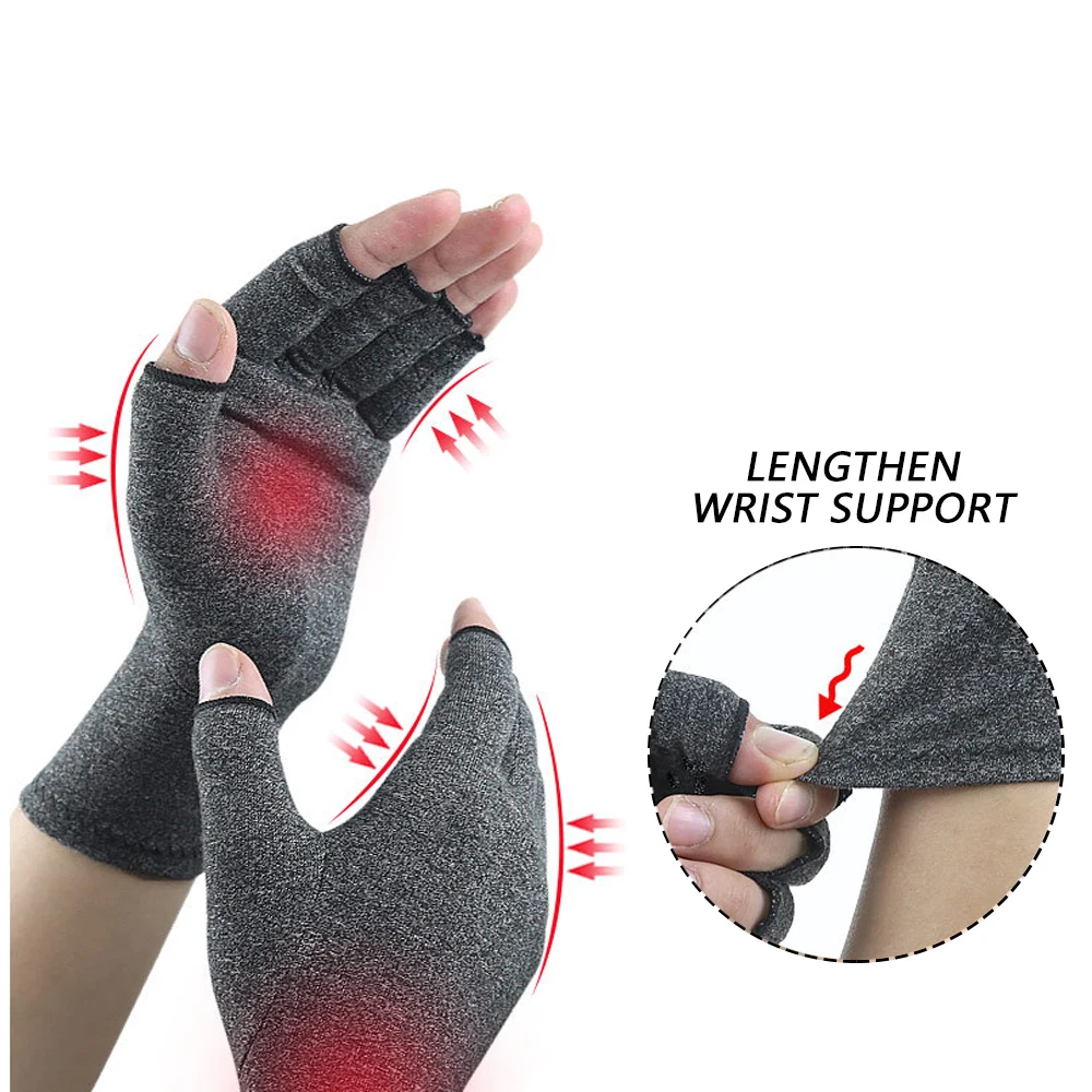 1pair Arthritis Therapy Fingerless Compression Gloves Touch Screen