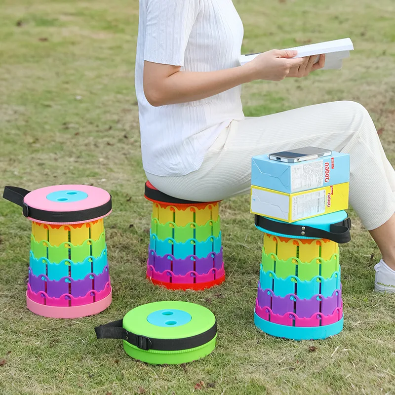

Kids Portable Retractable Folding Rainbow Bench Outdoor Tourism Queue Stand Picnic Fishing Plastic Bench Camping Supplies
