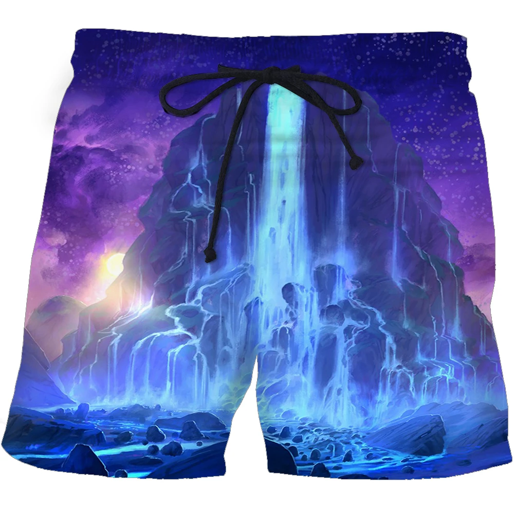 Adult Men's Children's 3d Printed Beach Pants Quick Dry Blue Flame Fitness Shorts Landscape Fun Street Thin Fashion Clothing 6