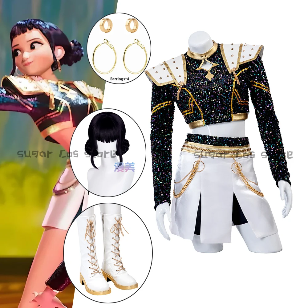 KPOP Huntrix ゾーイアニメコスプレ衣装ウィッグ靴 KPop 悪魔ハンター