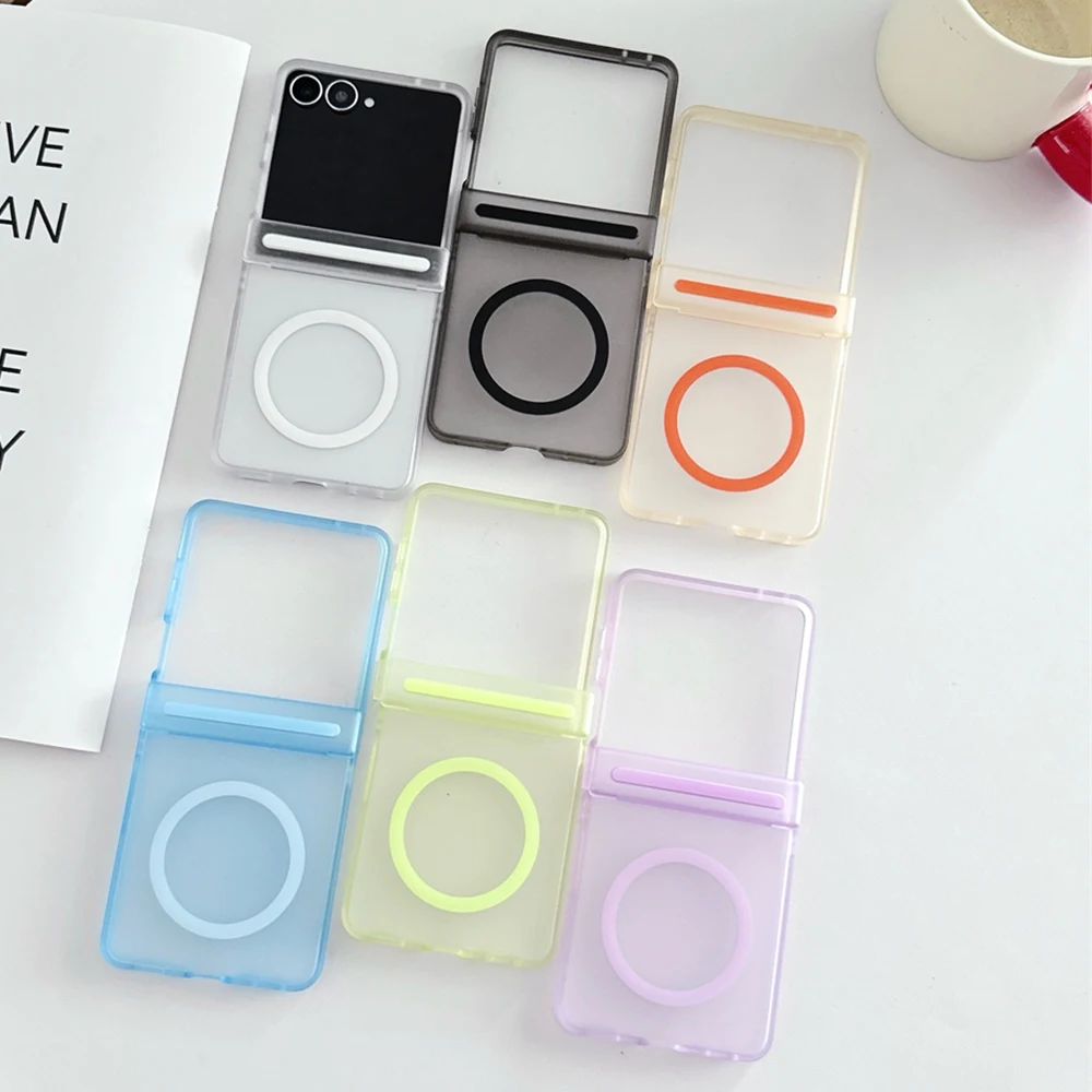 Ultra Thin Clear Frosted Magnetic Phone Case with Hinged Protection and Magsafe Compatibility