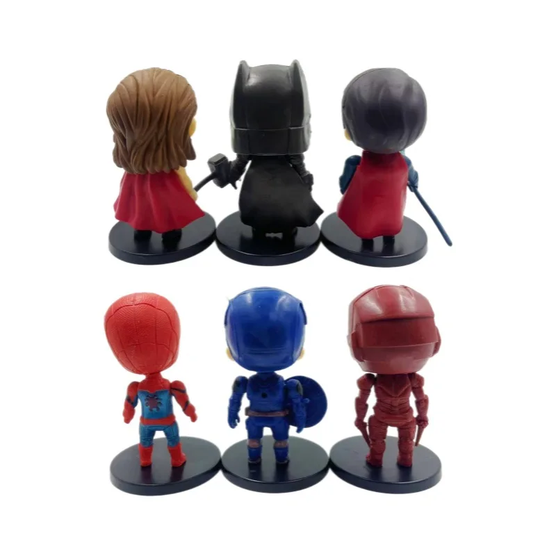 사무실 책상, 홈 데코, 자동차 장식에 적합한 6가지 스타일의 치비 마블 어벤져스 피규어 모델