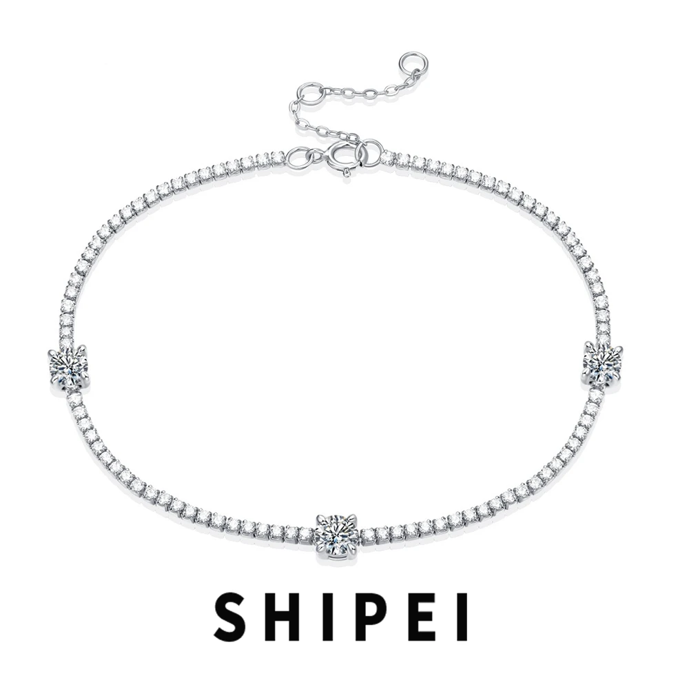 

SHIPEI 925 Sterling Silver VVS1 D Real Moissanite Diamonds Gemstone GRA Tennis Chain Bracelet Fine Jewelry For Women Wholesale