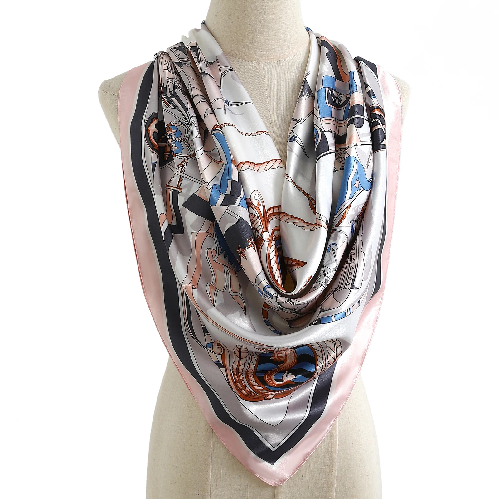 QBSM 35 Raso Grande Testa Quadrata Sciarpa Seta Italia - Foto 7