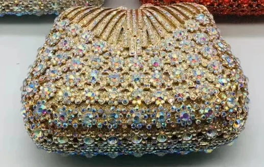 Dexmay Pochette Da Sera Con Strass E Chiusura Floreale – Oro, Media, Con Catena Rimovibile, Per Matrimoni E Feste - 4