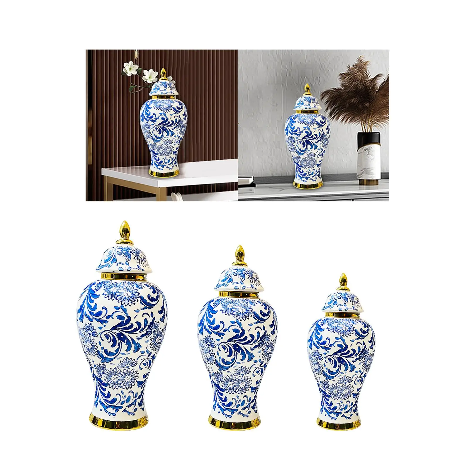 Ceramic Vase Chinese Decorative Accessories Porcelain Ginger Jar for Storage Tank Desk Flower Arrangement Weddings Bedroom