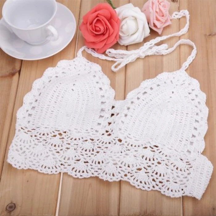 Free: Women Crochet Lace Bralette Knit Bra Boho Beach Bikini