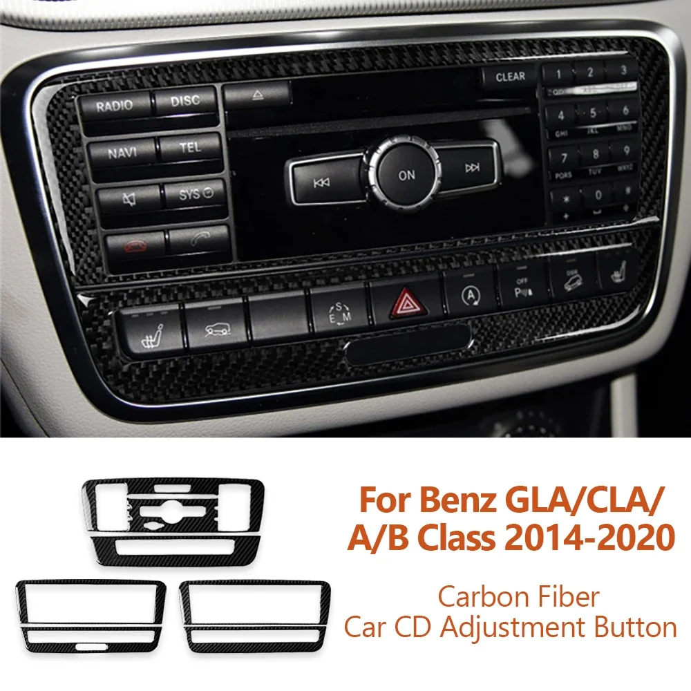 메르세데스 벤츠 2014-2020 GLA CLA A A B 클래스용 탄소 섬유 자동차 CD 조정 단추 프레임 장식 스티커, 자동차 인테리어 트림