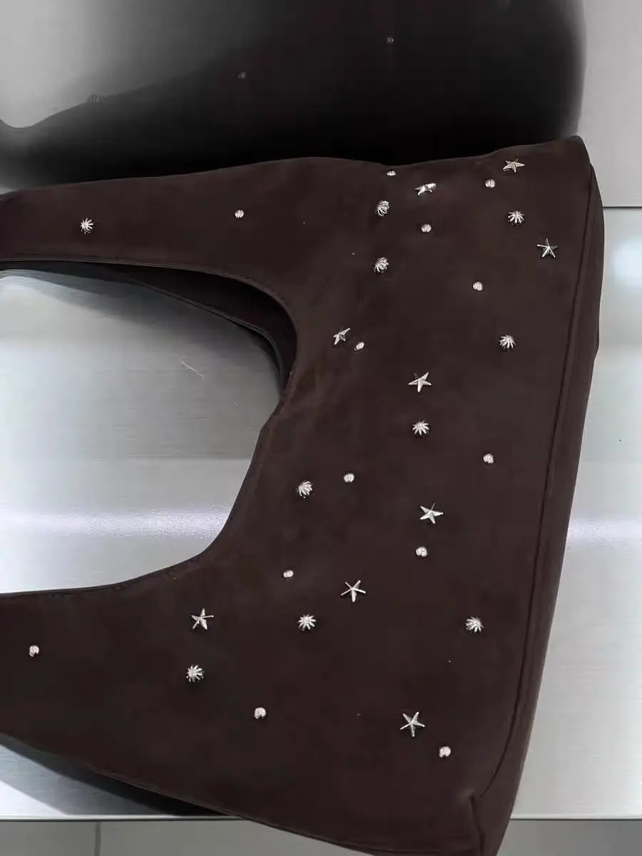 JIAERDI Beading Frosted Underarm Bag Women Retro Versatile Y2k Handbag Female Vintage Hot Girls Coffee Shoulder Bags Aesthetic