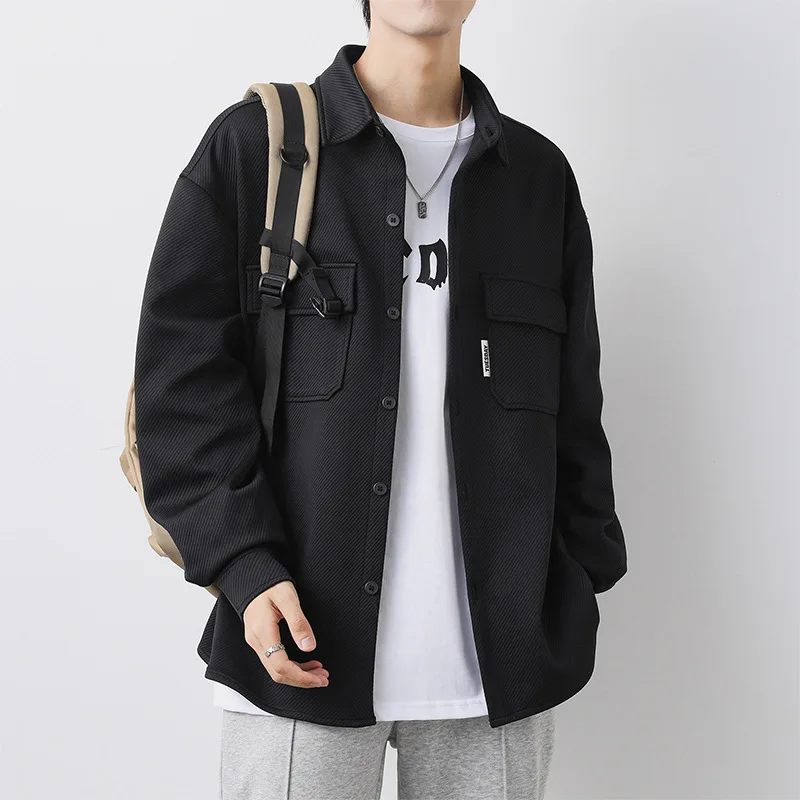 

Winter Jacket Men Jacket Men's Spring 2023 New Fashion Brand Lapels Loose Fashion Long Sleeve Cargo Wear Casual Mens Top Jacket