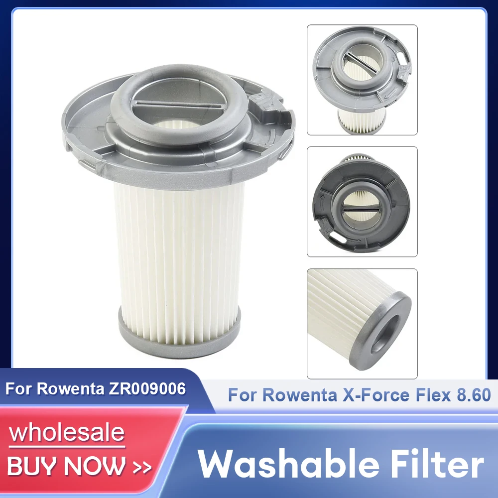 1pc Filter Replacement For Rowenta ZR009006 Washable Filter For X-Force Flex 8.60 Cordless Vacuum Cleaner Filter Accessories washable filter for rowenta x force flex 8 60 x pert 6 60 cordless vacuum cleaner attachment replacement spare part