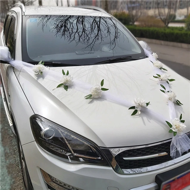 Wedding Car Front Flower Decoration Artificial Flowers with Ribbon Bridal  Car Decorations Party Events Accessories - AliExpress