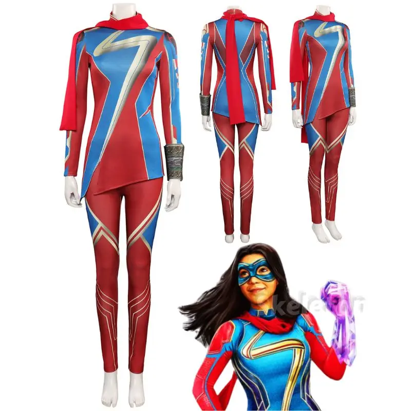 

Kamala Khan Cosplay Captain Superhero Costume Adult Women Uniform Role Play Fantasia Outfits Halloween Carnival Disguise Suit