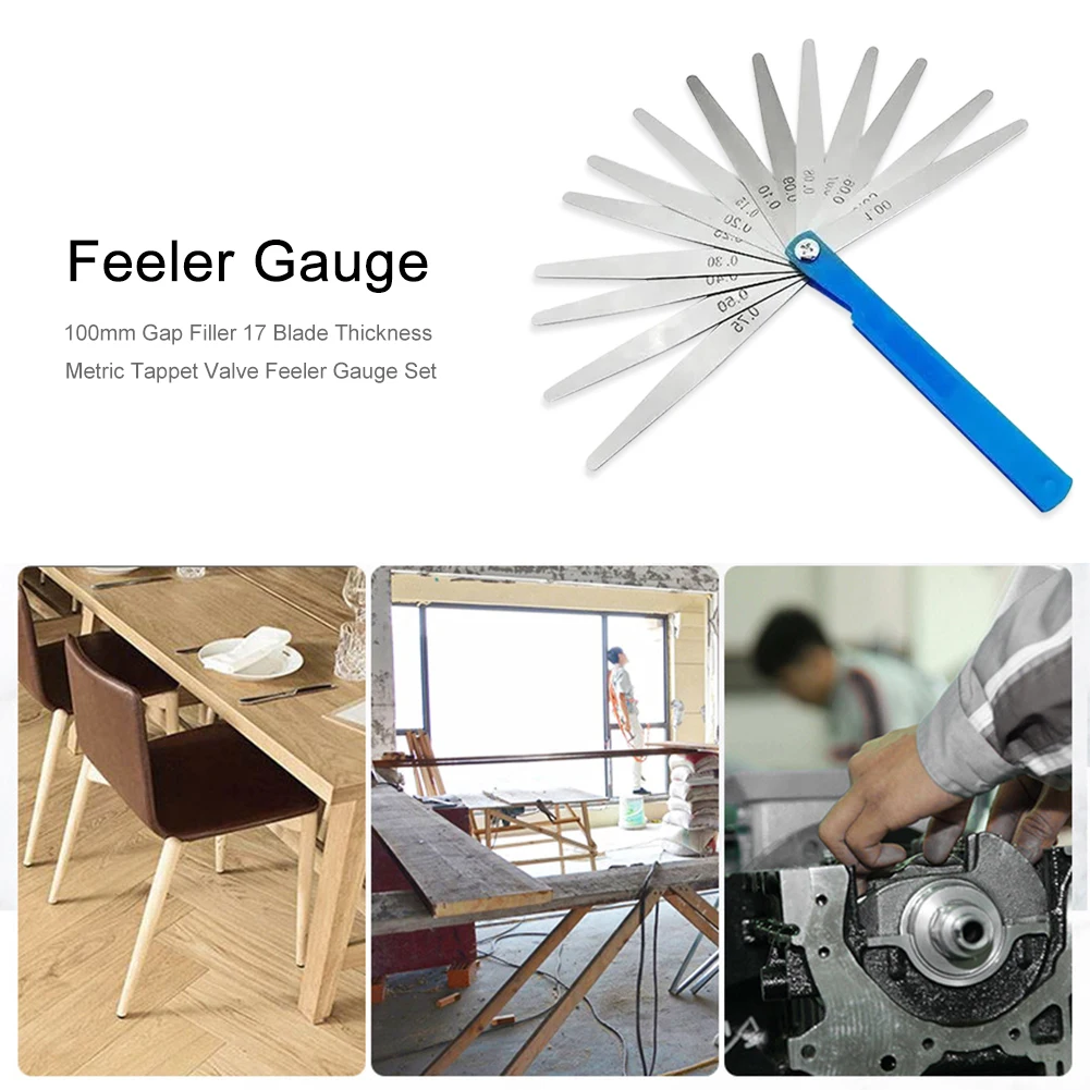 Measurement Height Limit Gauge Tools 17 Blade Thickness Tappet Valve Feeler Gauge Set Filler Measuring Ruler Tool