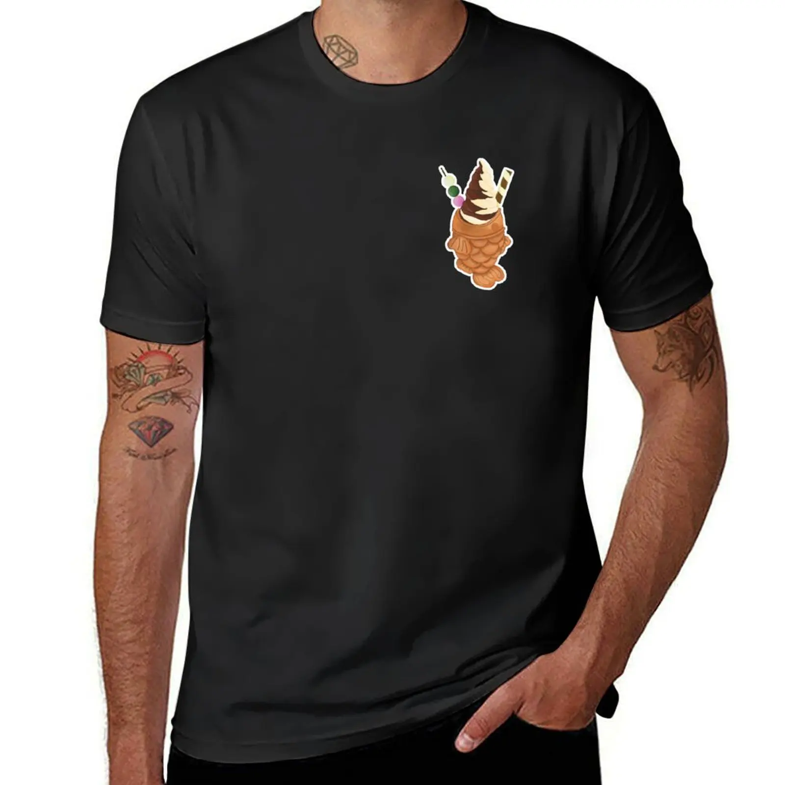 Camiseta Taiyaki Choco para hombre, camisa con estampado de helado de vainilla, color blanco liso