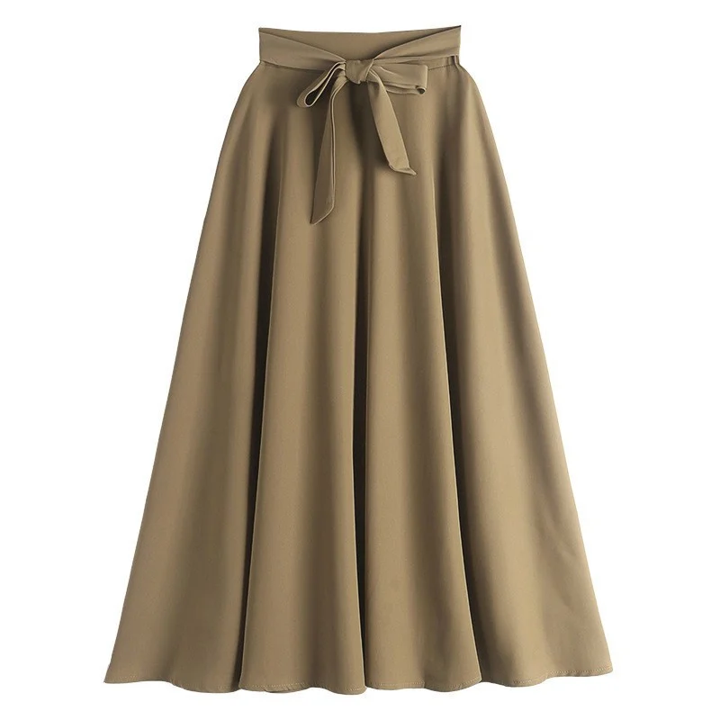

Long Skirts Plus Size Pleated Midi Skirt Summer Lady Elastic Waist Beach Elegant Casual Skirts Women Autumn Pleated Skirt