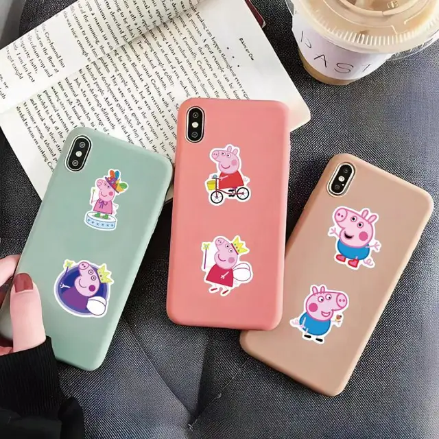 Autocollant Peppa Pig pour enfants, 50 pièces, dessin animé doodle, boîte à stylos, bouteille d'eau, sac de réfrigérateur, décoration murale, petit cadeau 2