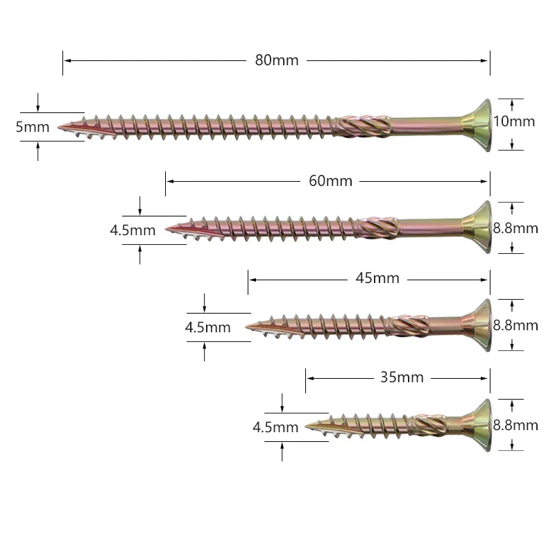 100PCS Woodworking Screw T25 Plum Blossom Self tapping Screw Deck Screw
