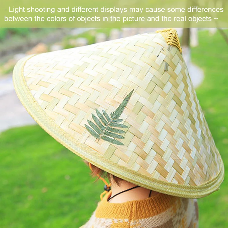 Chinese Retro Bamboo Rattan Fisherman Hat Handmade Weave Straw Bucket Hat Tourism Rain Dance Props Cone Fishing Sunshade Hat 2