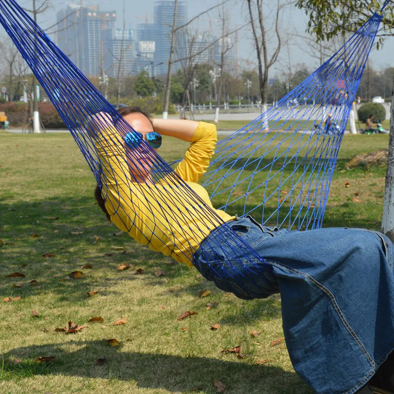 Nylon Hammock Portable Garden Mesh Net Sleeping Bed Hamaca for Outdoor Travel Camping Hamak Blue Green Red Hamac