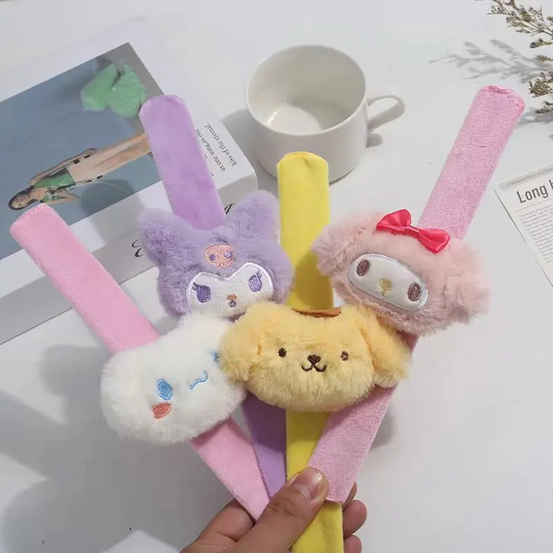

Sanrio Hello Kitty Papa Circle Kuromi Cinnamoroll cartoon plush doll bracelet creative decoration holiday hair accessories gifts