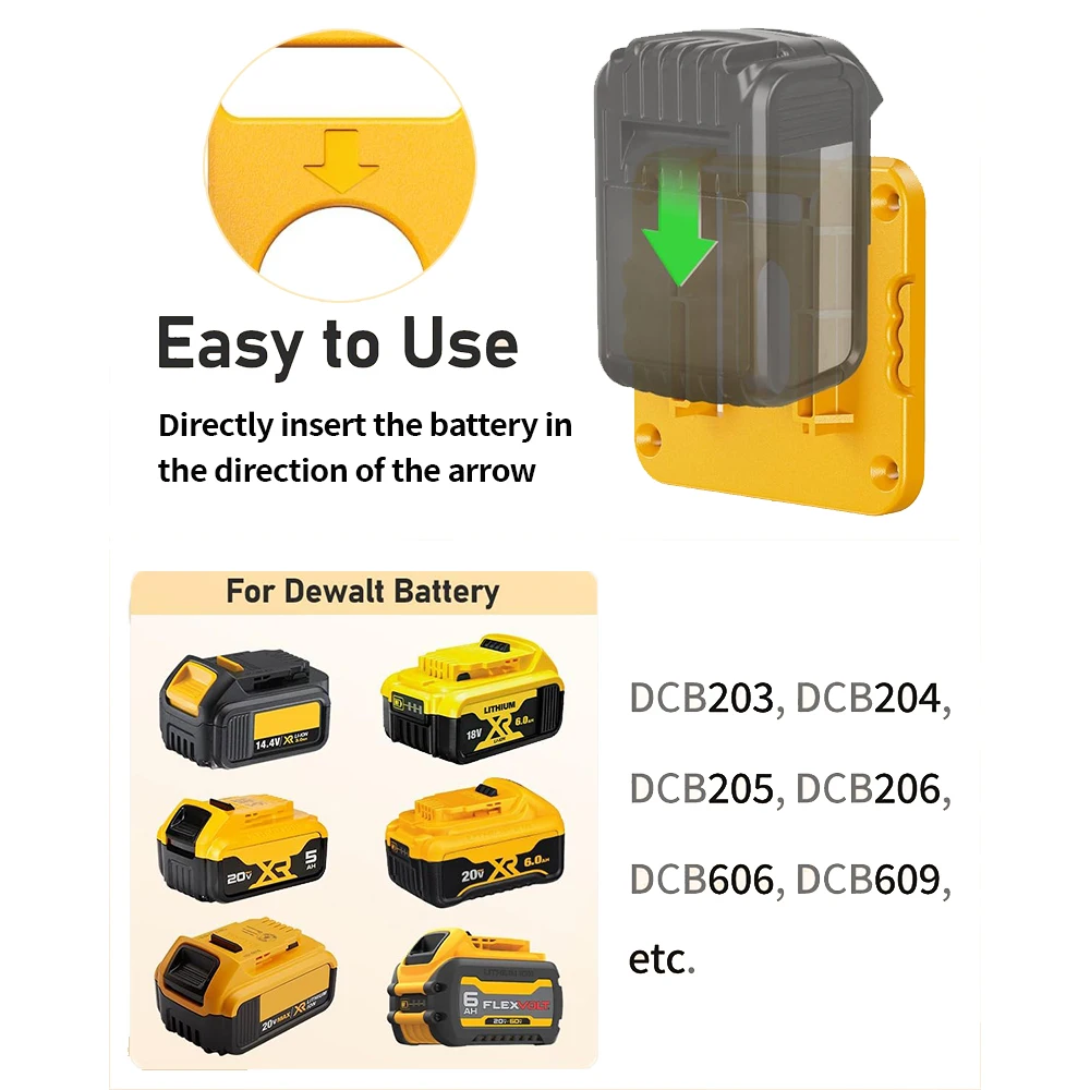 Battery Holder for Dewalt 18V 20V Li-ion Battery ,Wall Mount Battery Storage Hol