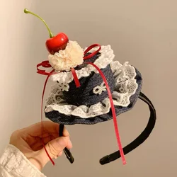 Elegant Cherry Cake Lace Headband for Women - Birthday Photo Hair Accessory (Hairband A)