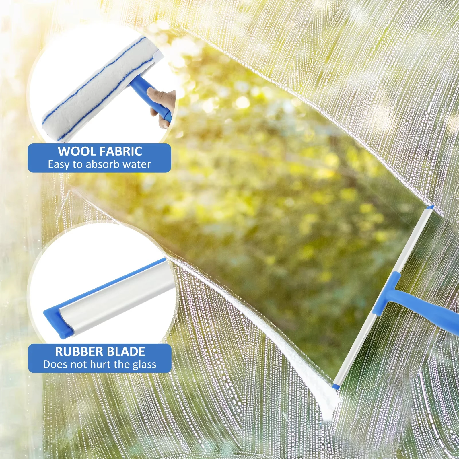 Window Cleaning Kit Telescopic Long Handle Wiper Microfiber Scrubber Home for Shower Glass Mirror Door Car Cleaning Accessories 2