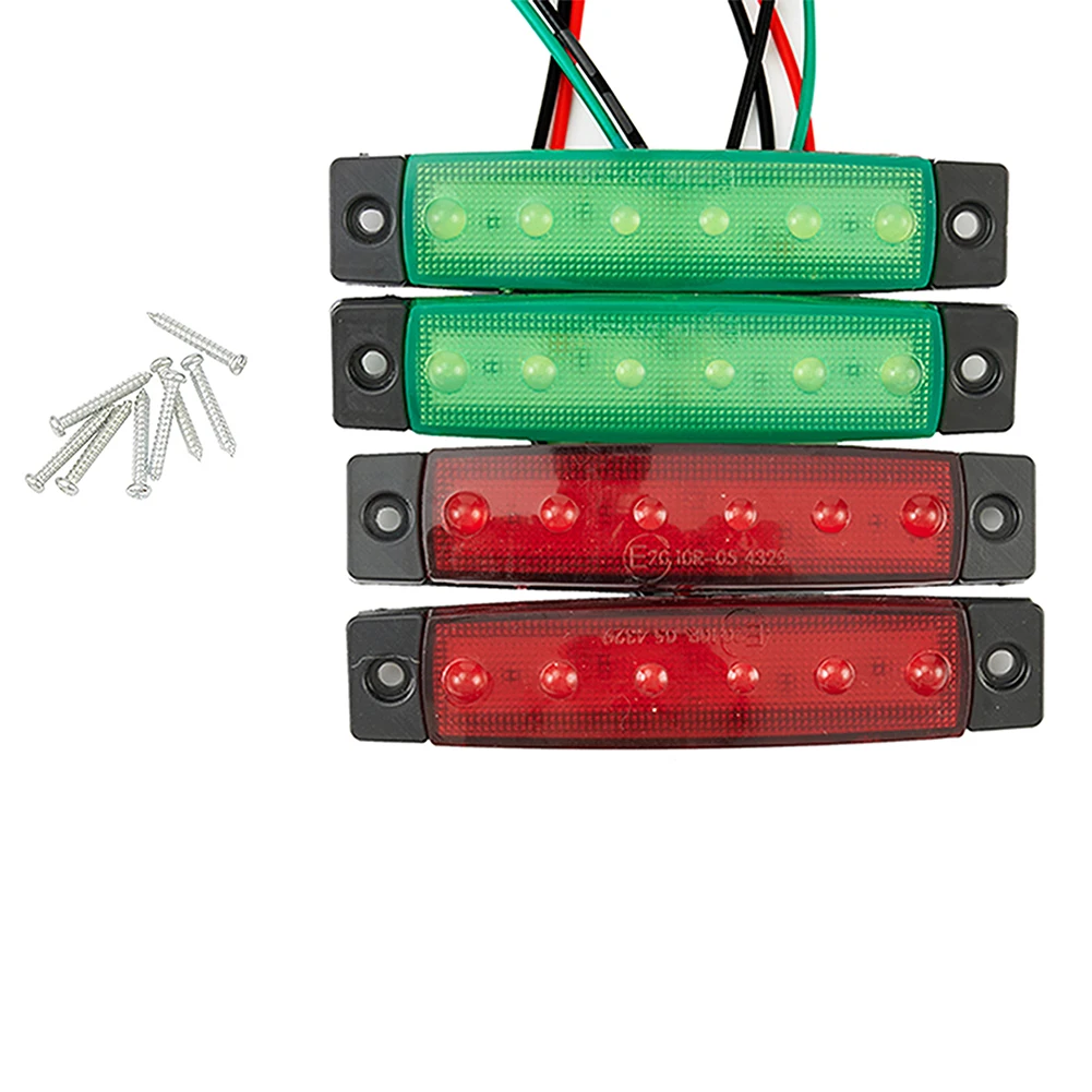 

4 Pcs DC 12V ABS Plastic Case Red+Green Navigation 6LED Lights Stern Boat Starboard Lamp Set Waterproof Accessories