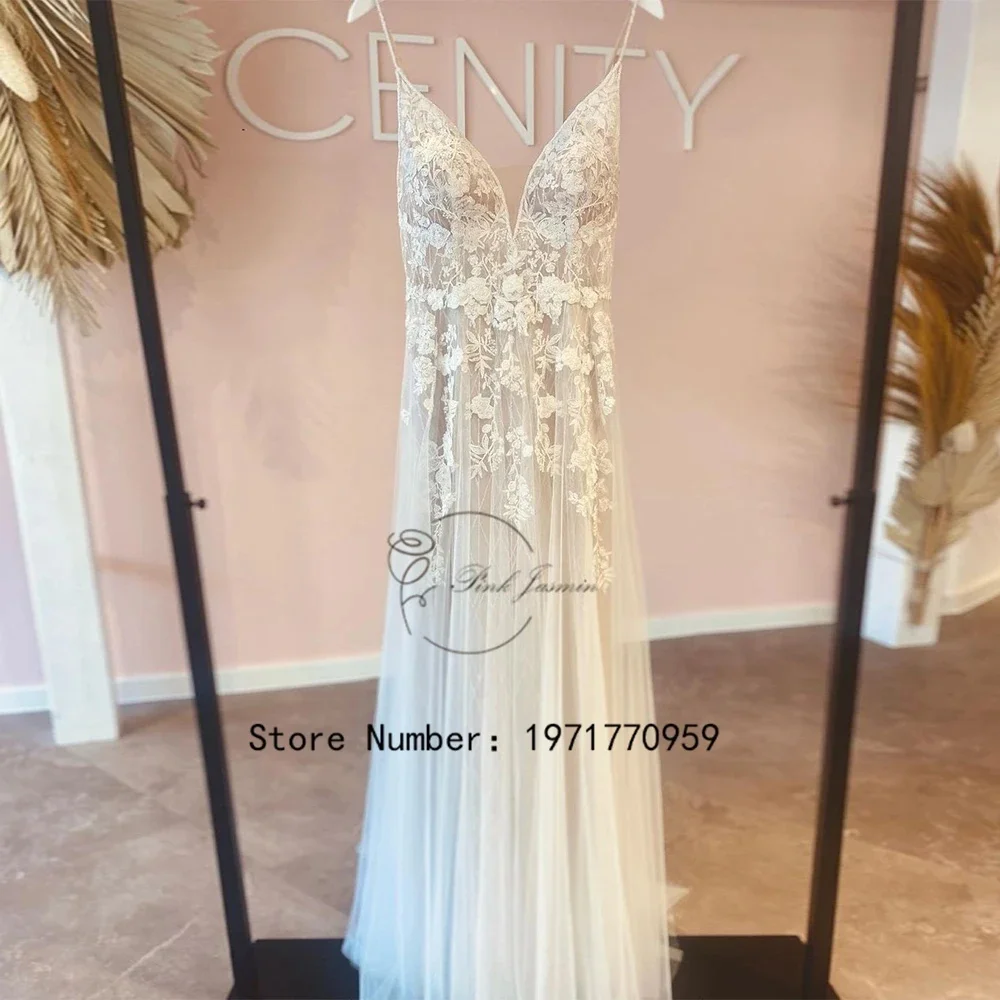 

Exquisite Spaghetti Straps Wedding Dresses Applique Elegant High Quality Tulle Zipper Back Bridal Gown vestidos de novia 2024