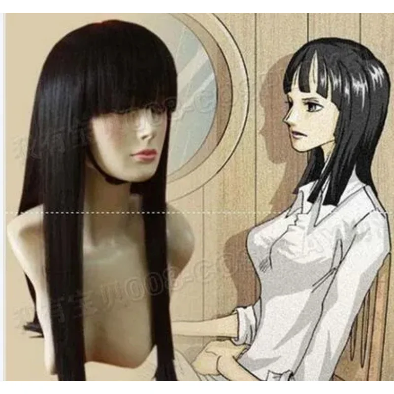 원피스 니코 로빈 페루 가발 코스프레 의상 탑 블랙