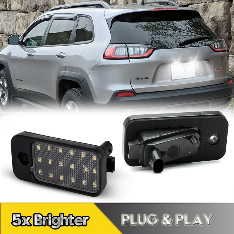 

2Pcs Canbus LED License Plate Lights For Jeep Cherokee 2019-2022 Rear Number Plate Lamps 18smd White 6000K OEM#68365268AB