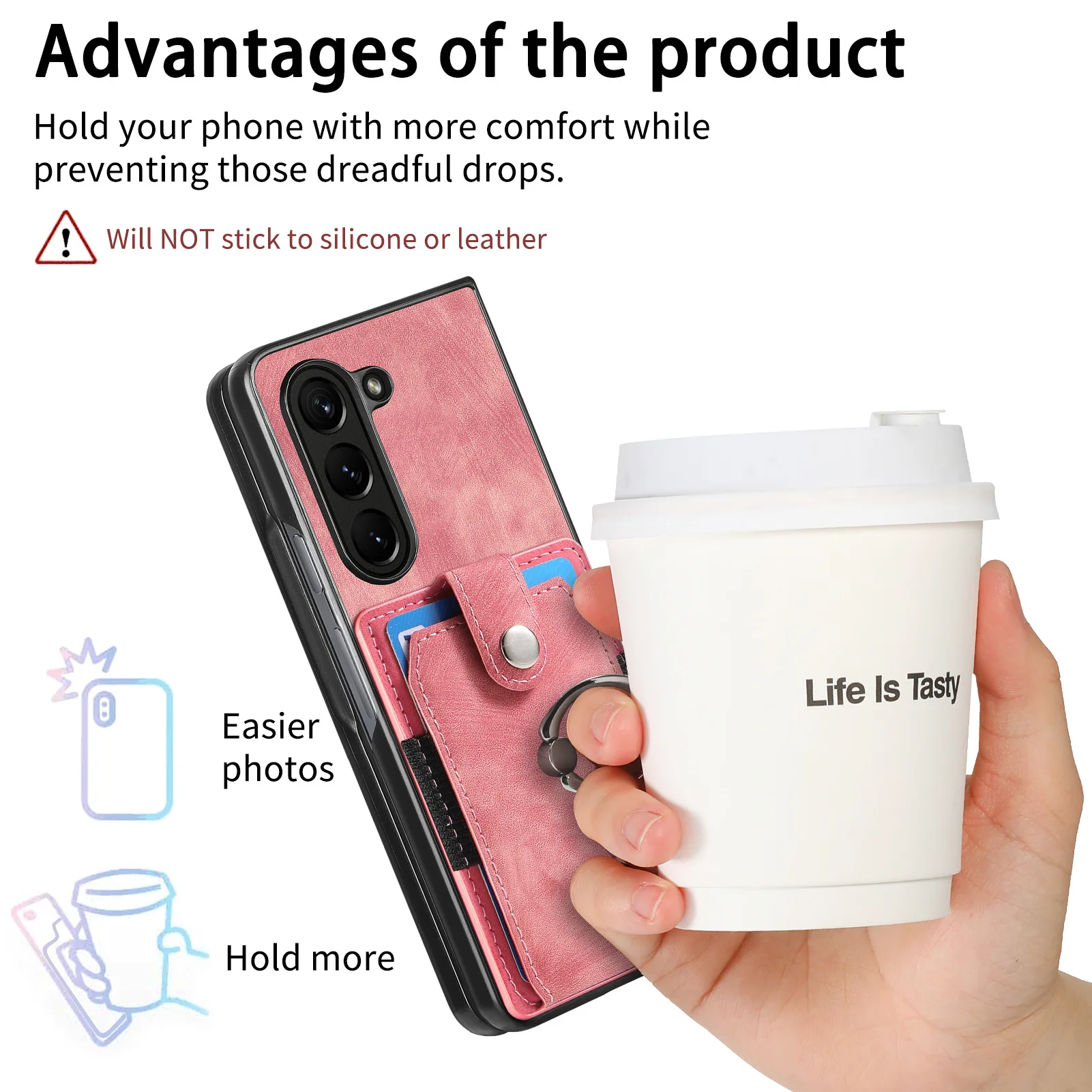 Retro Leather Ring Wallet Phone Case with Card Holder and Protective Cover