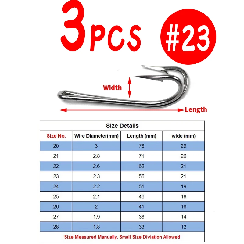 10pcs 7982 Stainless Steel Double Fishing Hooks Big Strong Sharp