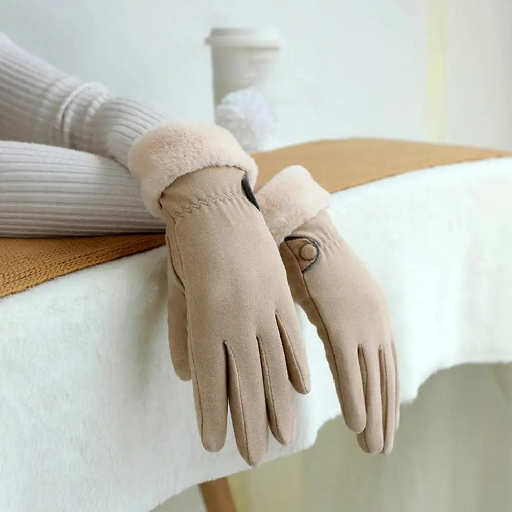 

Velvet Lined Gloves Cozy Stylish Women's Winter Knitted Touch Screen Riding Gloves Warm Anti-slip Windproof with Fleece Lining