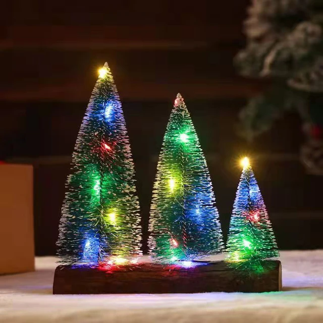 Mini Christmas Tree Green Cedar LED Lights Pine Needle Tree Christmas Decor Desktop Ornament Gifts New Year Home Party Supply 3