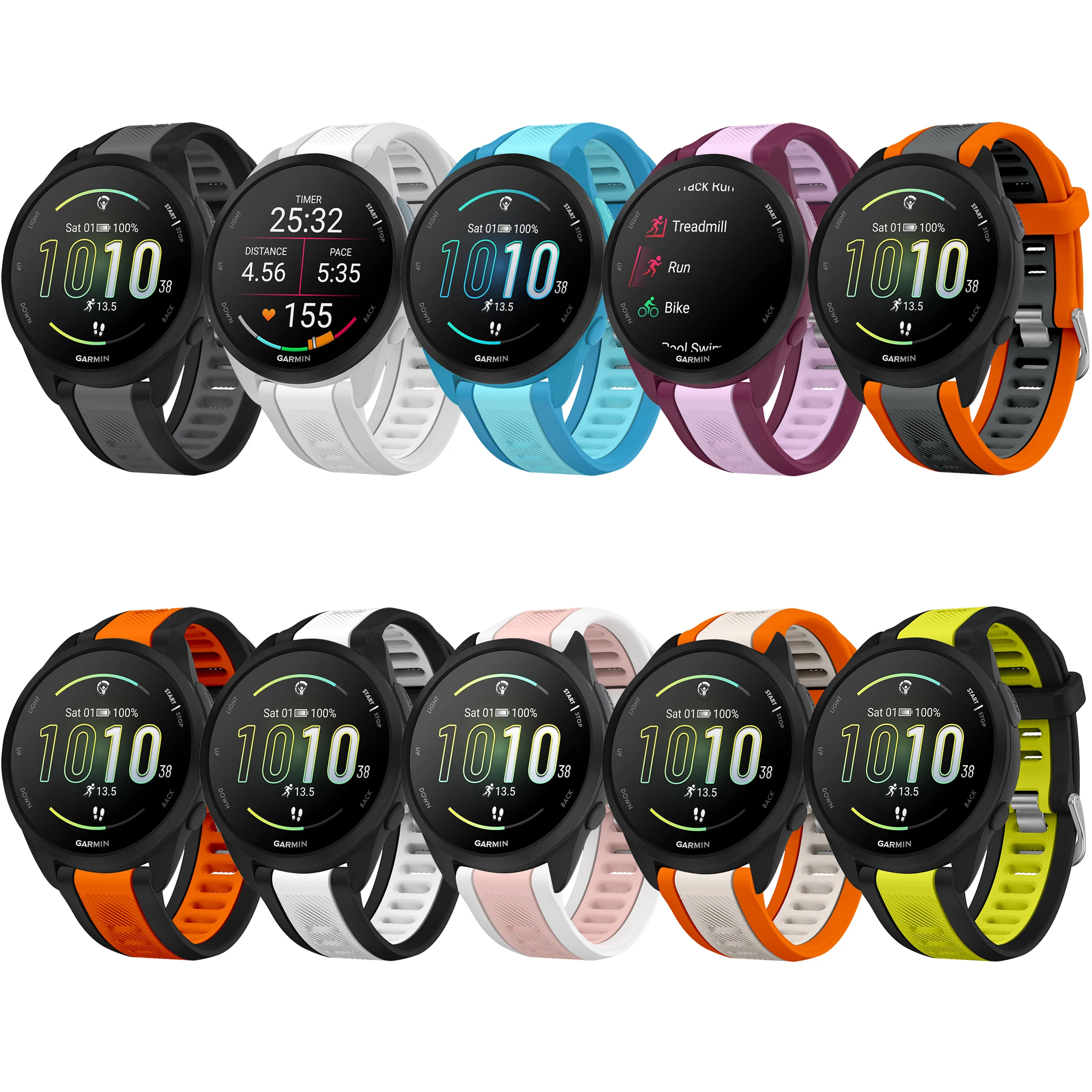 Sporty Two-Tone Quick Release Silicone Watch Strap, 20mm