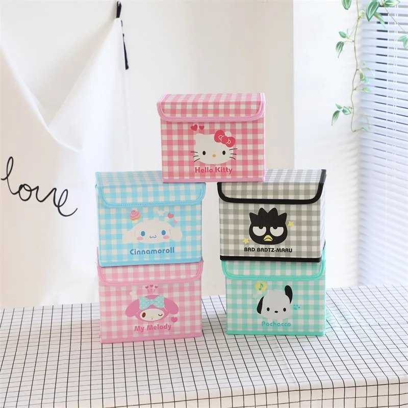 

Sanrio Hello Kitty Desktop Cartoon Storage Box Kuromi Sundries Toy Underwear Cosmetic Stationery Anime Organizer Basket Gifts