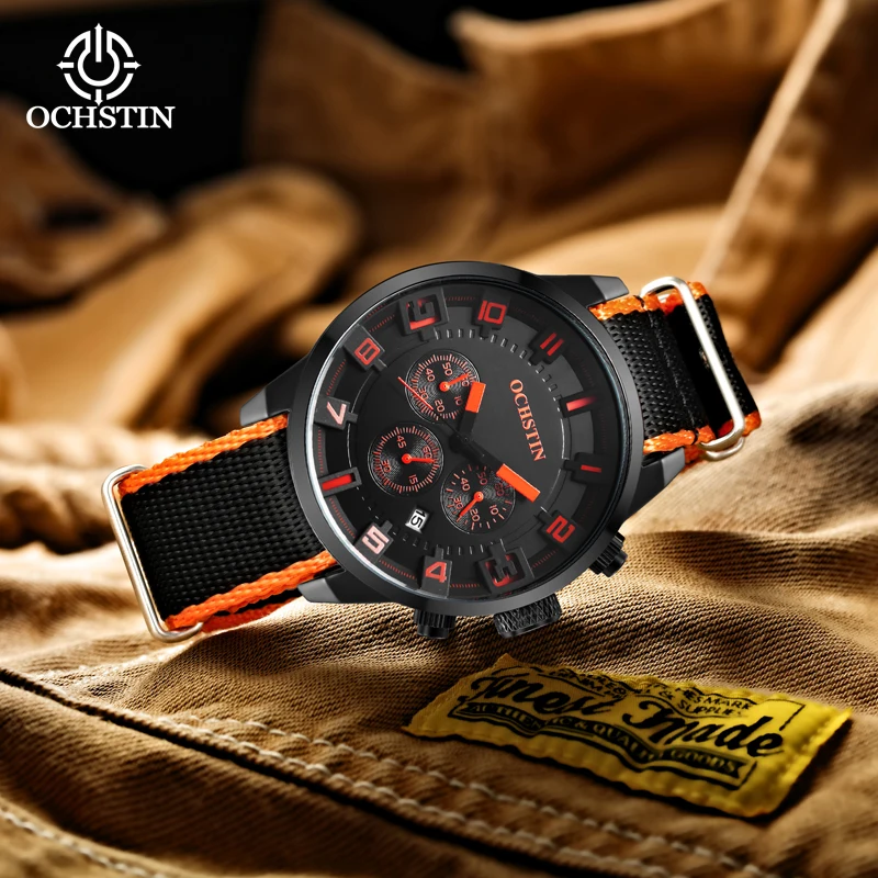 Ochstin 2024 Sports Street Style Creative Nylon Series Multi functional Quartz Movement Waterproof Watch Men's Quartz Watch