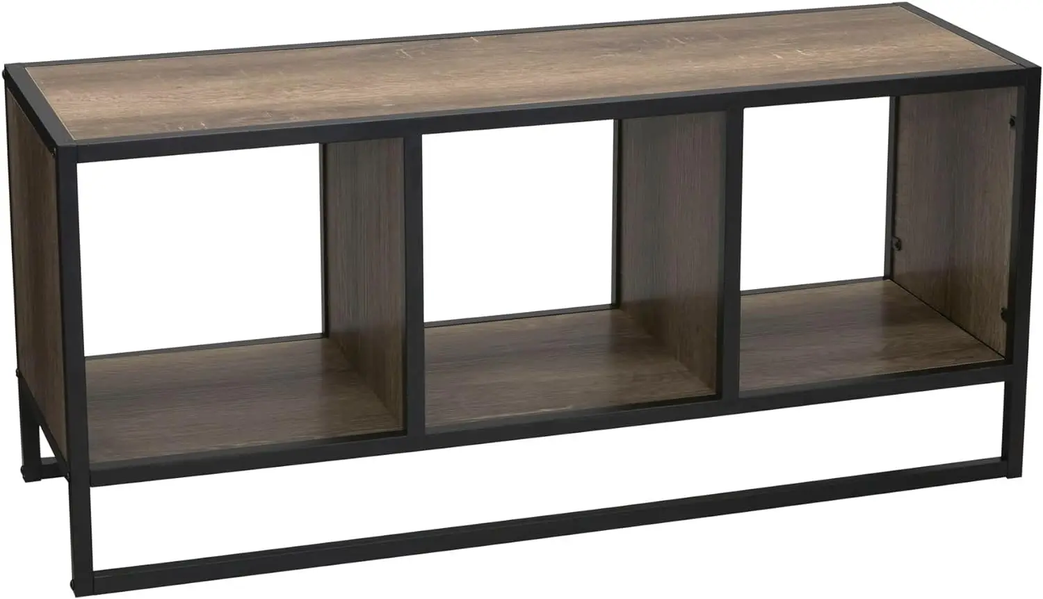 

Household Essentials Jamestown TV Stand Coffee Table with Square Cube Storage Compartments Ashwood Rustic Wood Grain