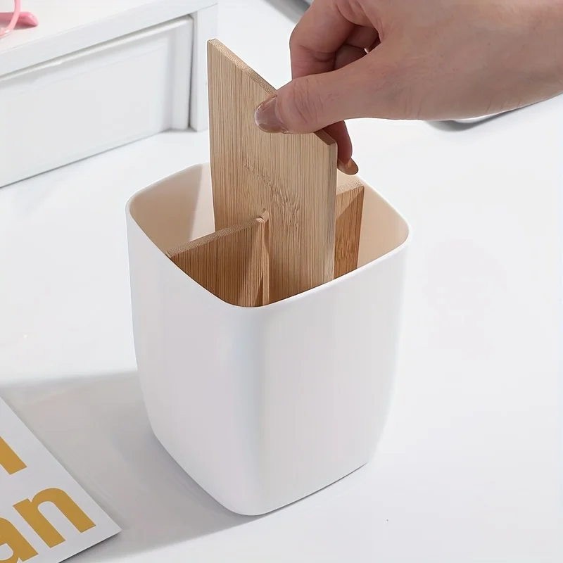 Organizer da Scrivania in Bambù, Portapenne Divisibile, Porta Telecomando, Porta Cellulare - immagine 5