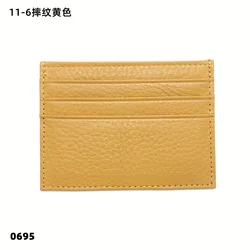 Personalized Leather Card Holder with Custom Initials - Slim Monogram Wallet Gift (Yellow)