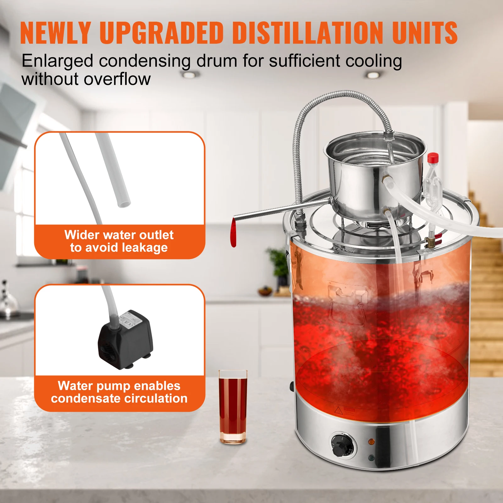 VEVOR 30/50L Stainless Steel Alcohol Distiller Alcohol Still Essential Oil Brewing DIY Whisky Wine Brandy Distillery Home Use 4