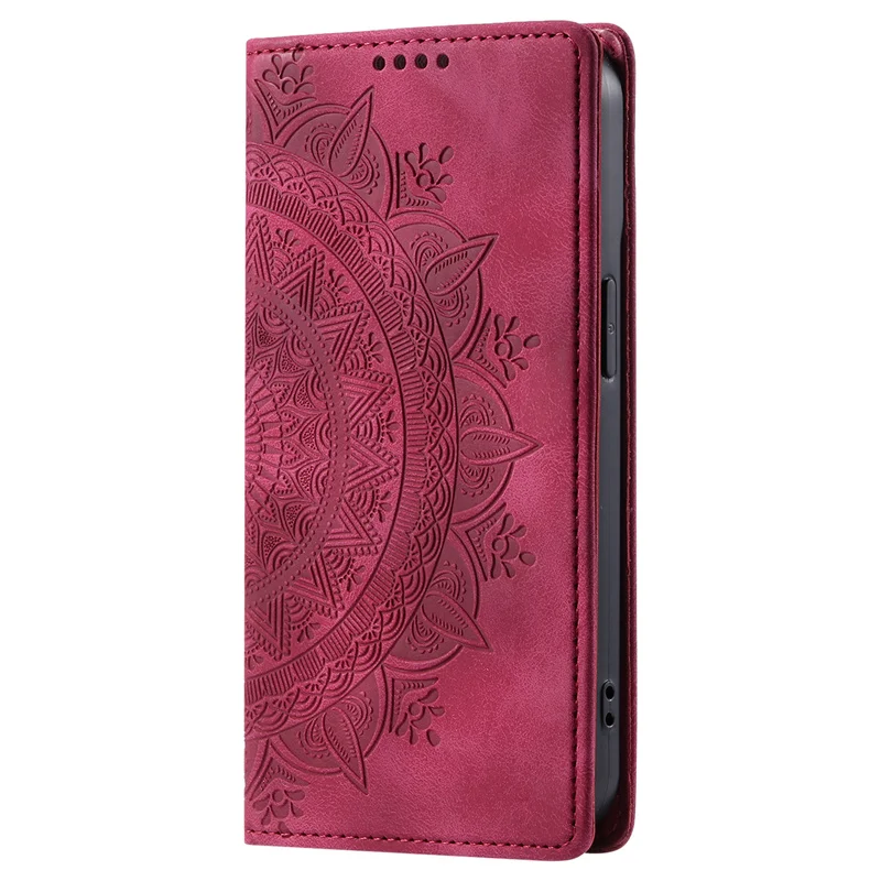 Leather Flip Case - Elegant Magnetic Phone Cover with Totems Design